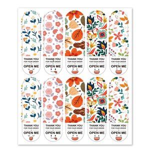 100 PCS Sticker Set - Thank you / Open Me Package Packaging Label Stickers